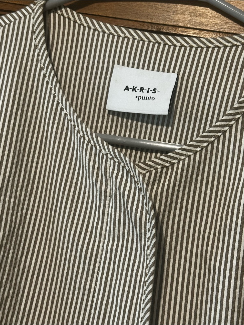 Akris punto Striped Collarless Jacket Blazer EUC US 12
